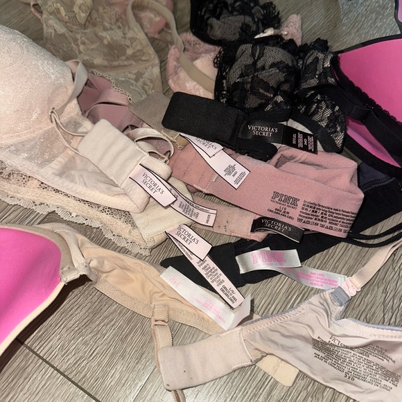 Victoria’s Secret Lot 9 PINK Lace Padded Push Up Bra 34 D - Picture 9 of 9